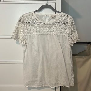 JCrew white linen top, size 6.
